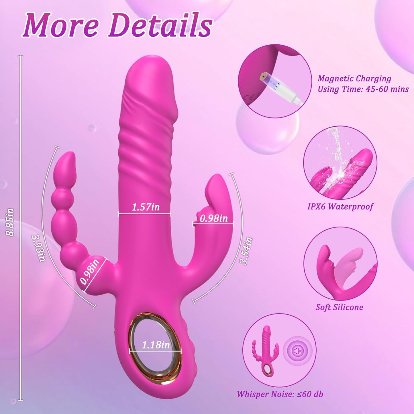 TriBunny 3 - in - 1 Thrusting Rabbit Vibrator - Vixen | Nova Network