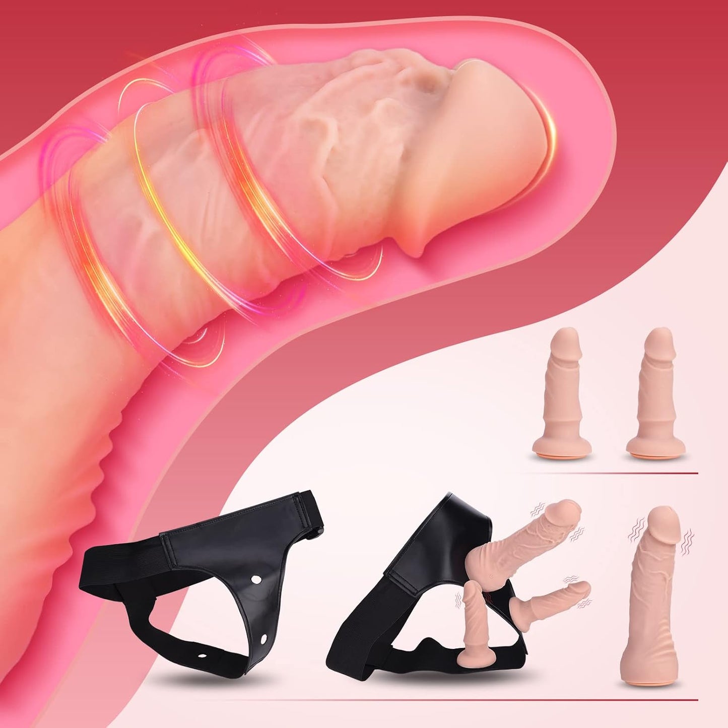 TriVibe Vibrating Strap - On Dildo Set - Vixen | Nova Network