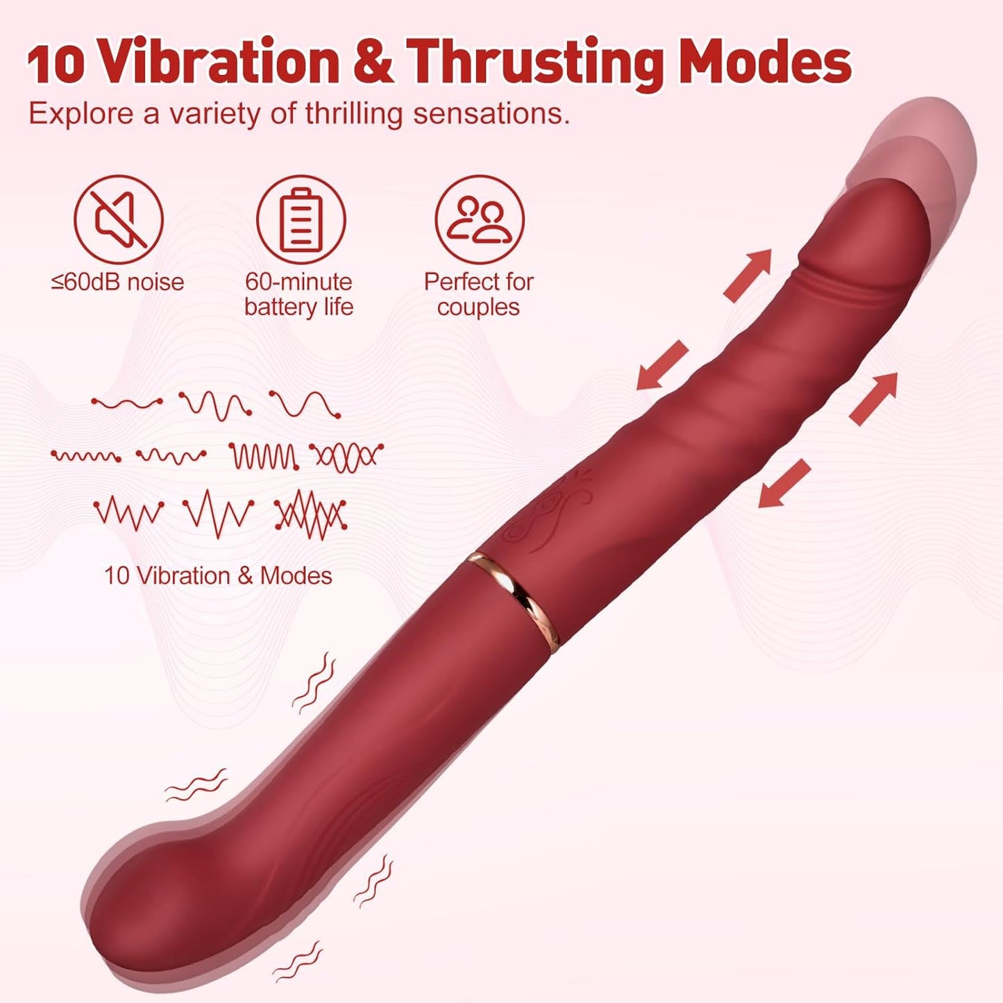 VelvetDuo Double Headed Thrusting Dildo Vibrator - Vixen | Nova Network
