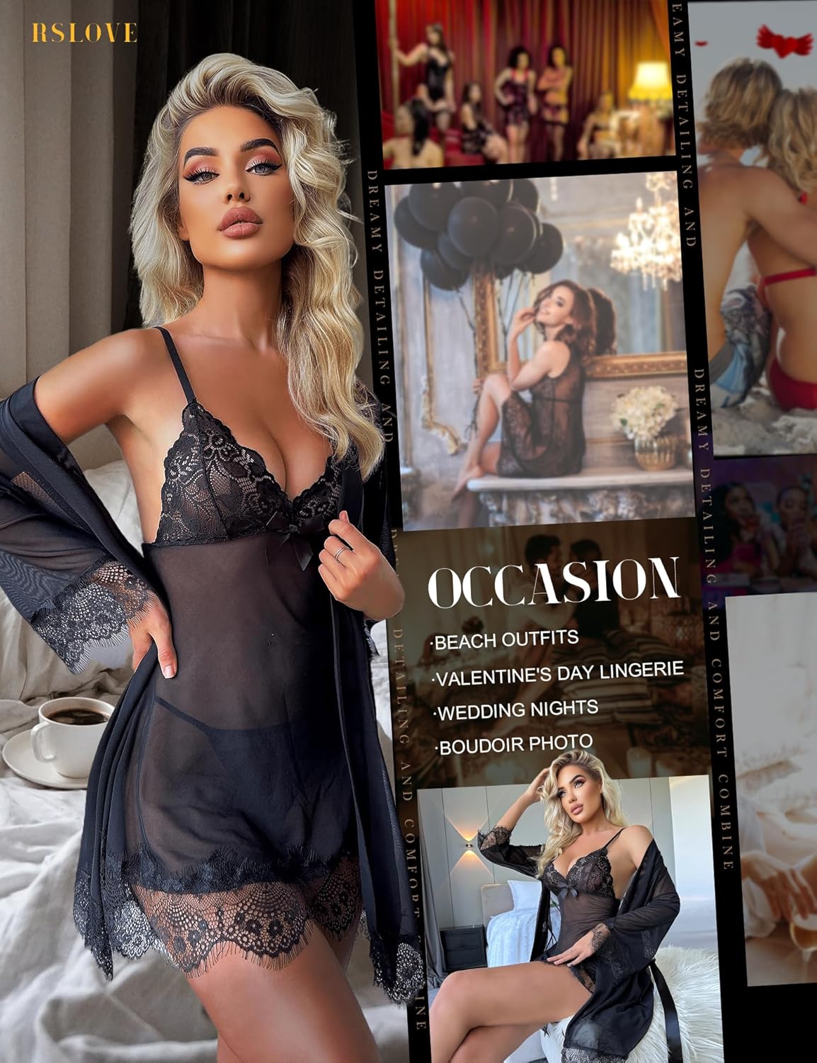 VelvetFlame 3 - Piece Babydoll & Robe Set - Vixen | Nova Network