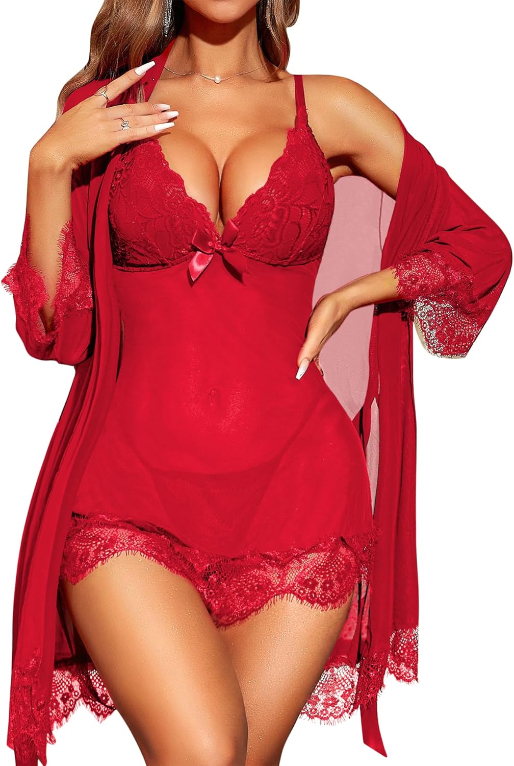 VelvetFlame 3 - Piece Babydoll & Robe Set - Vixen | Nova Network