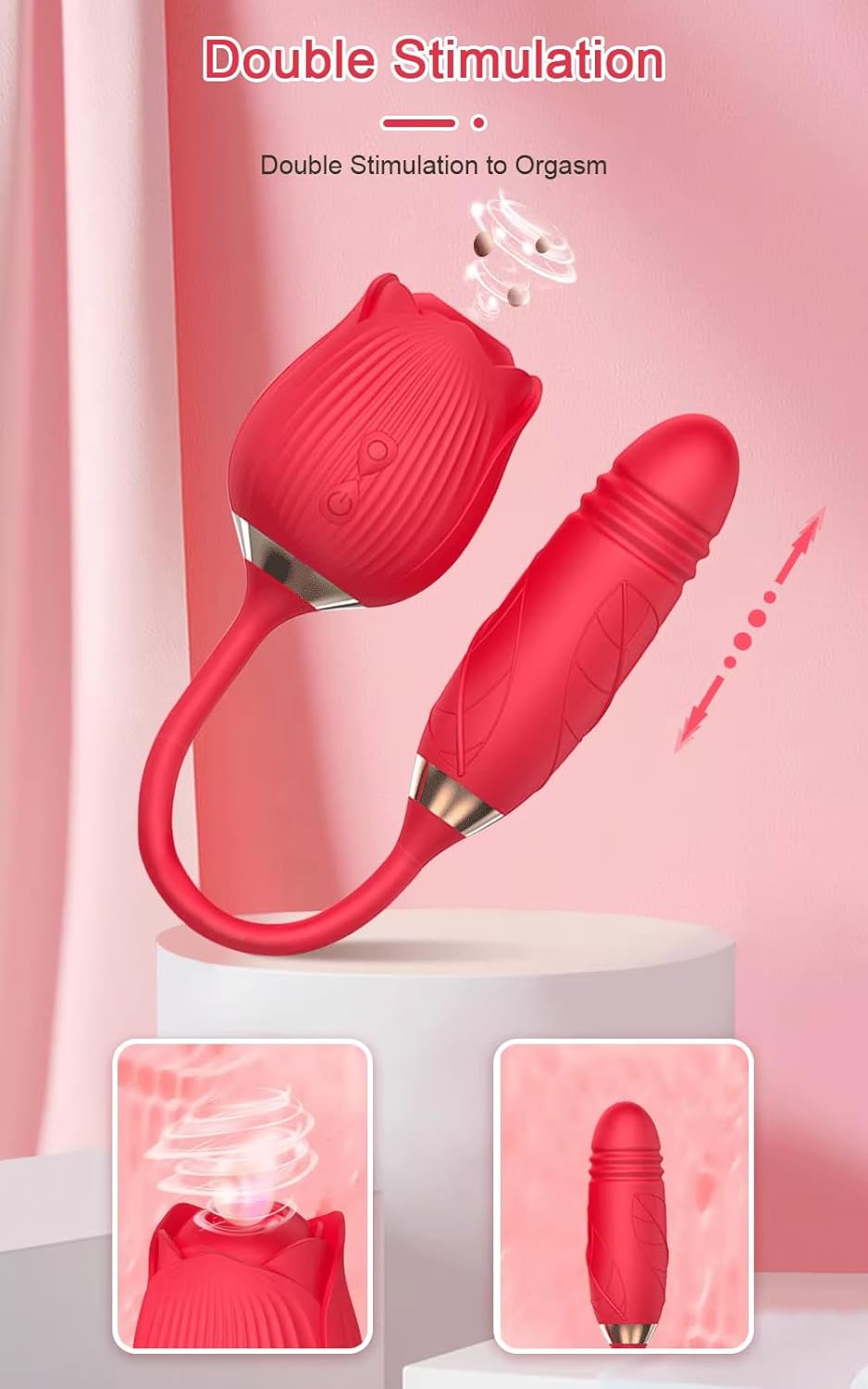VelviRose 3 - in - 1 Rose Thrusting Vibrator - Vixen | Nova Network