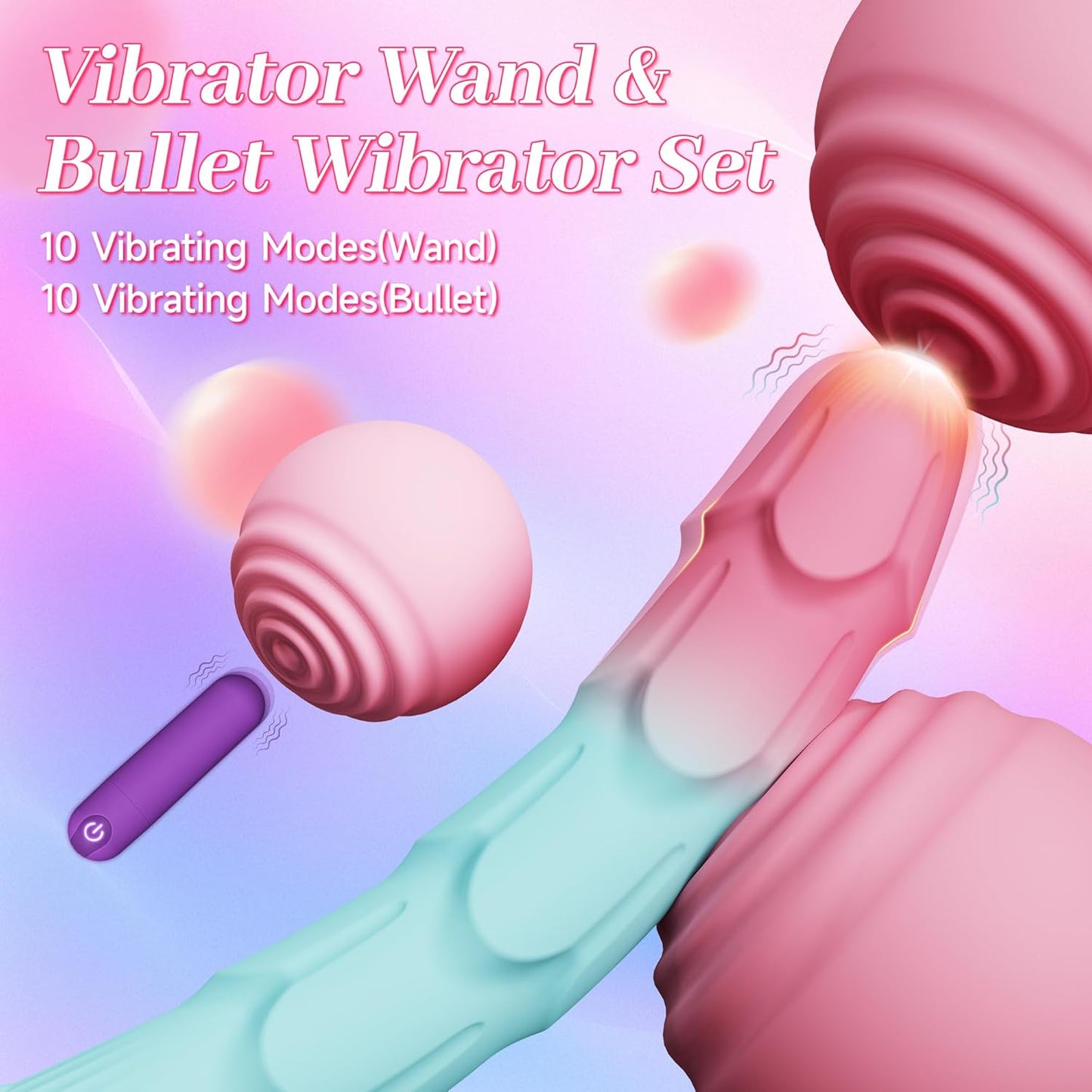 VibeTwin 2 - in - 1 Bullet & Dildo Wand Vibrator Set - Vixen | Nova Network