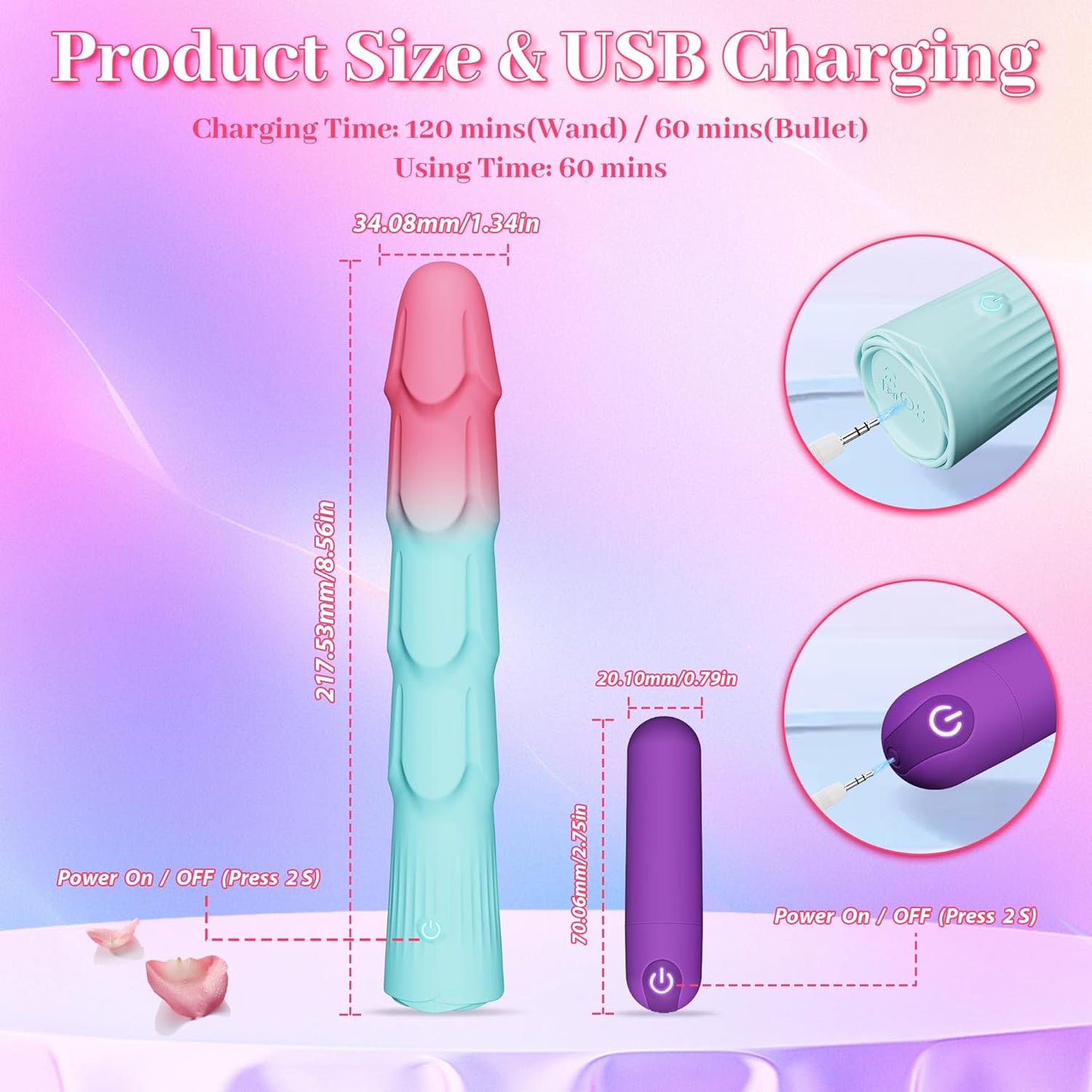 VibeTwin 2 - in - 1 Bullet & Dildo Wand Vibrator Set - Vixen | Nova Network