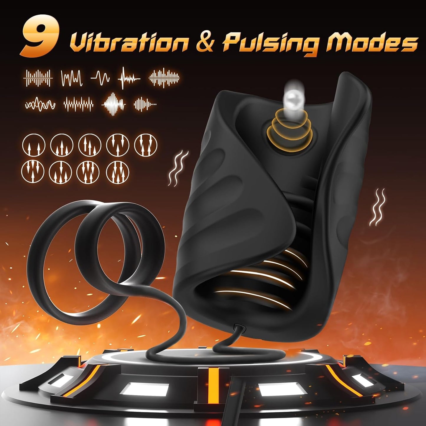 VeyrixDuo Vibrating Male Stroker with Cock Rings