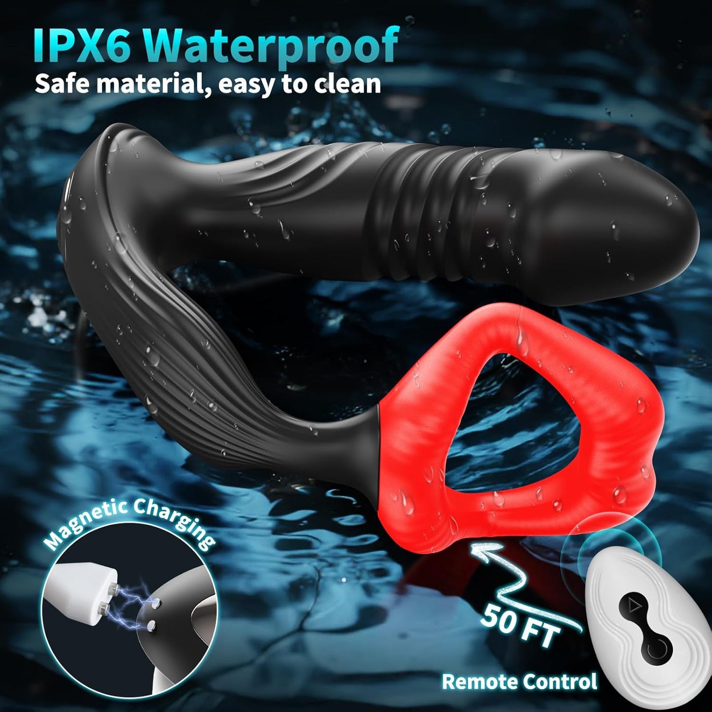 CrimsonLips Prostate Massager Cock Ring 9+9 Modes