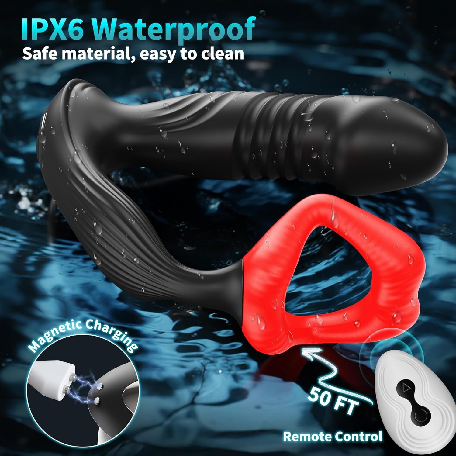 CrimsonLips Prostate Massager Cock Ring 9+9 Modes