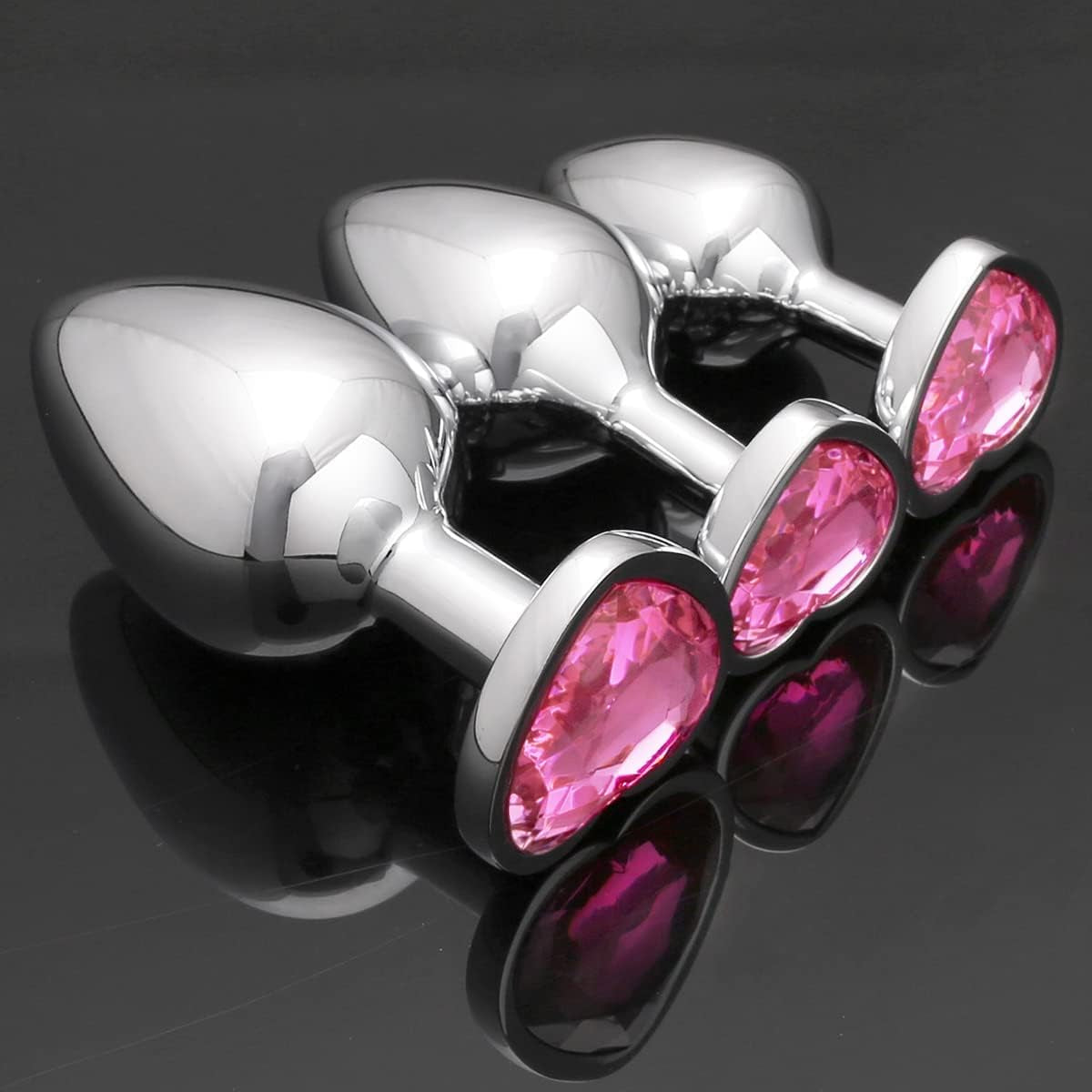 HeartGem 3-Piece Metal Heart Jewel Butt Plug Set