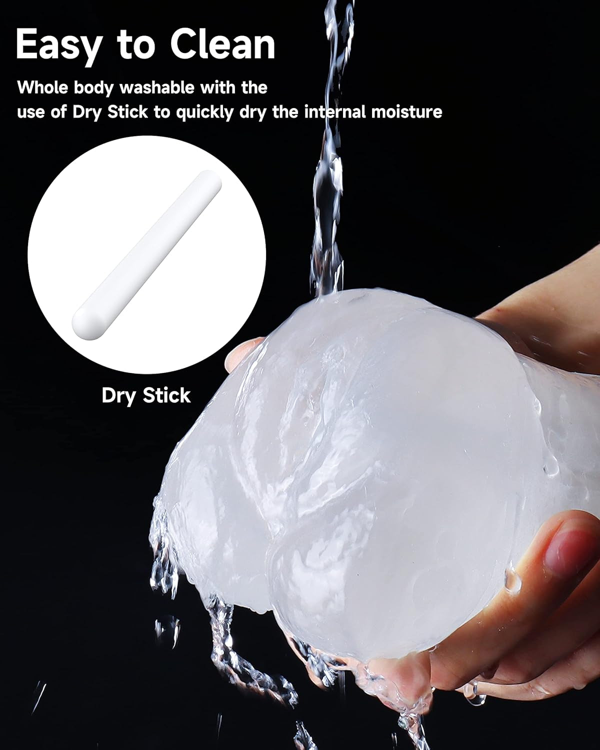 CrystalGrip Transparent 3-in-1 Pocket Pussy Male Stroker