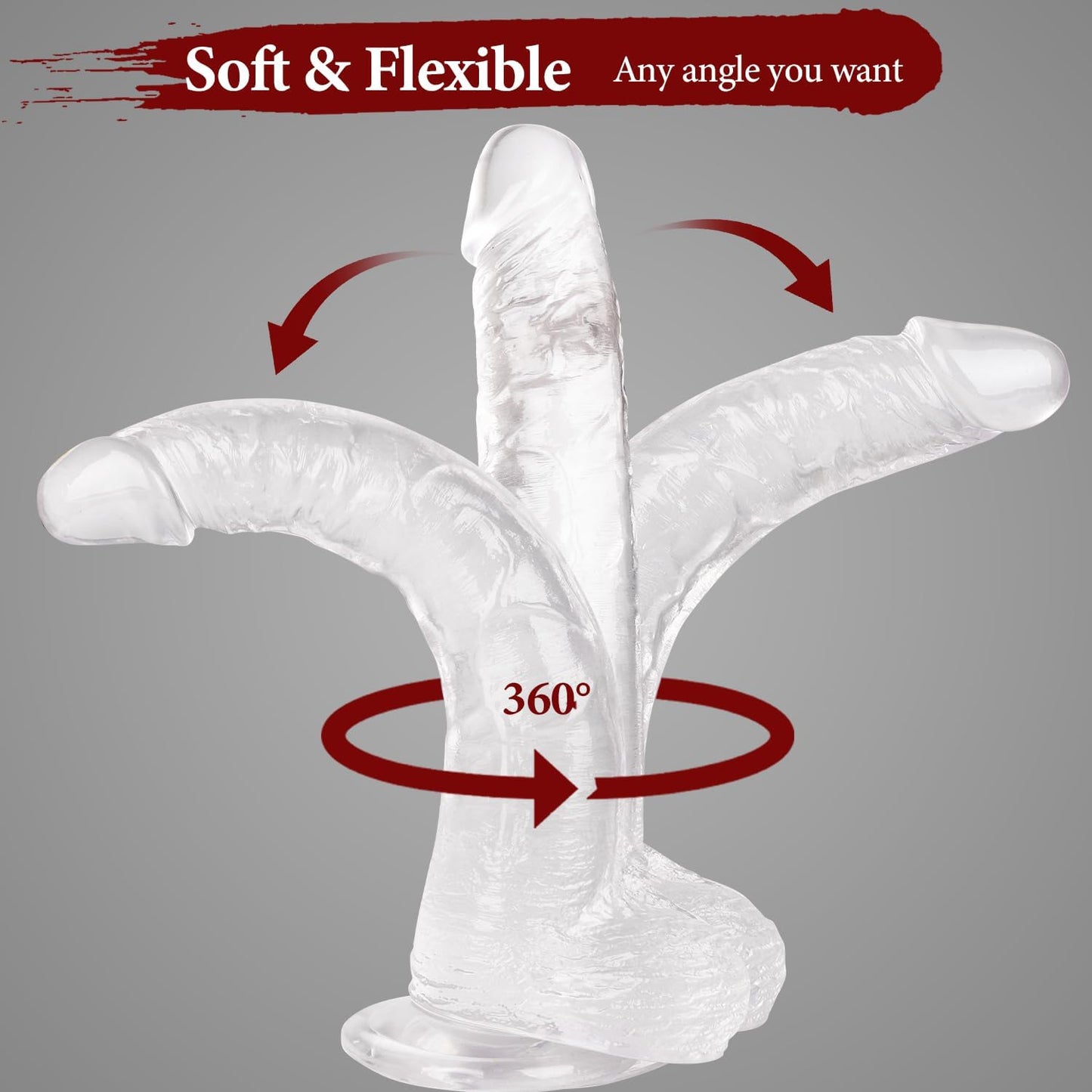 CrystalFlex 11.6" Realistic Clear Suction Base Dildo