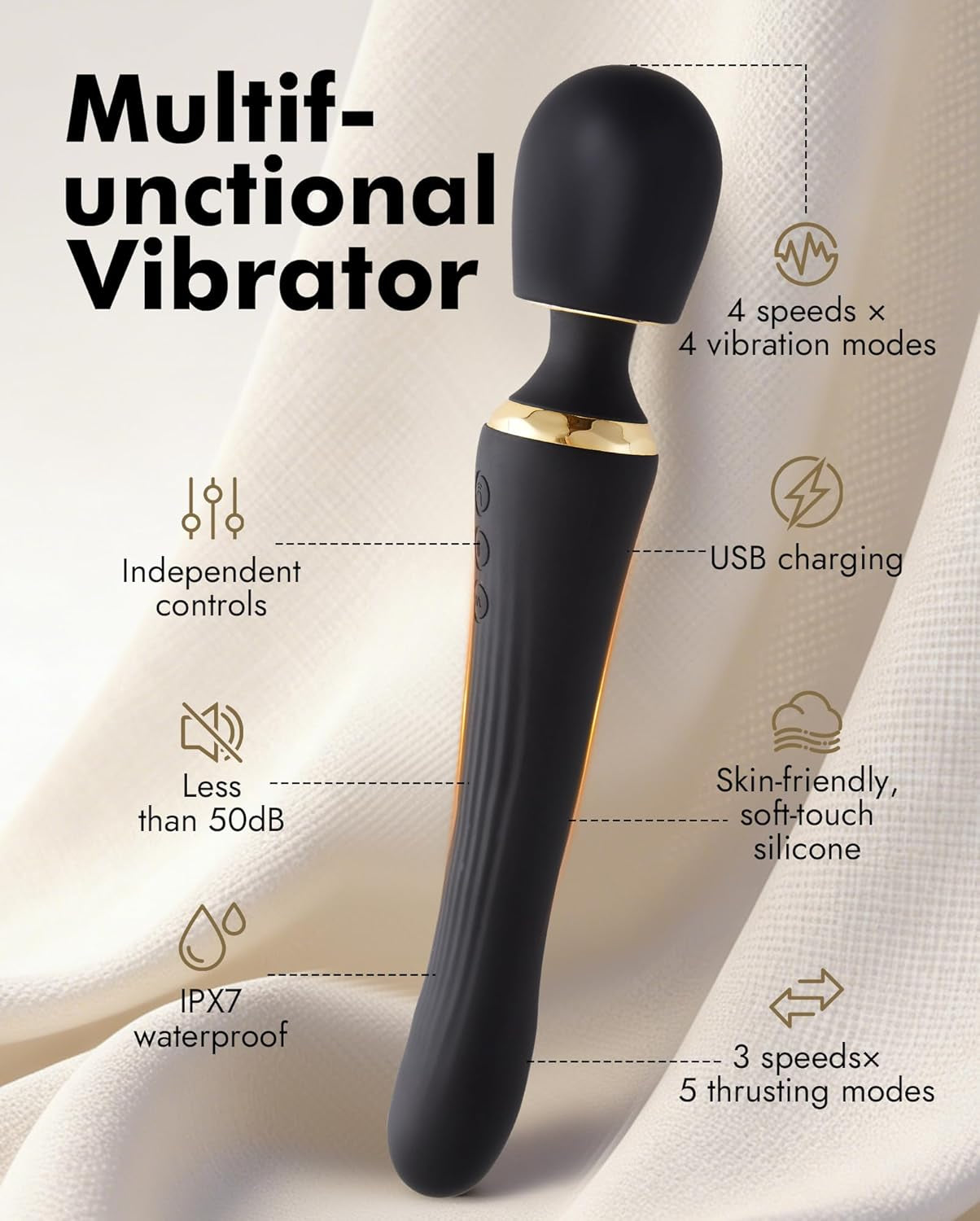 DuoThrust App Control Thrusting Wand Dildo Vibrator