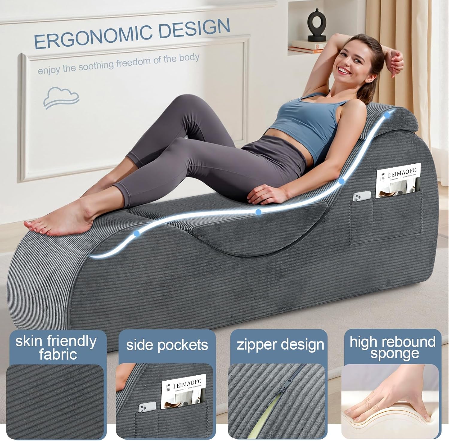 ShadowVice Dark Gray Sex Chaise Lounge Chair