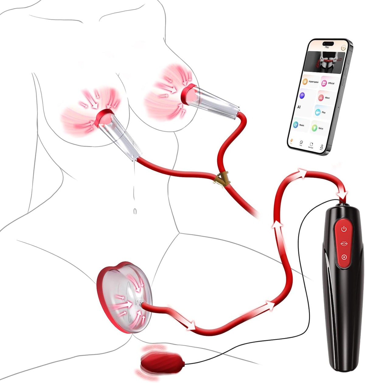 DrawDesire App-Controlled Electric Pussy Pump and Nipple Sucker
