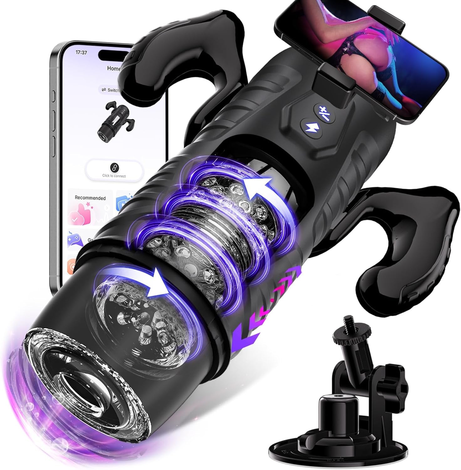 CommandDrive AI App Male Stroker with Suction Base