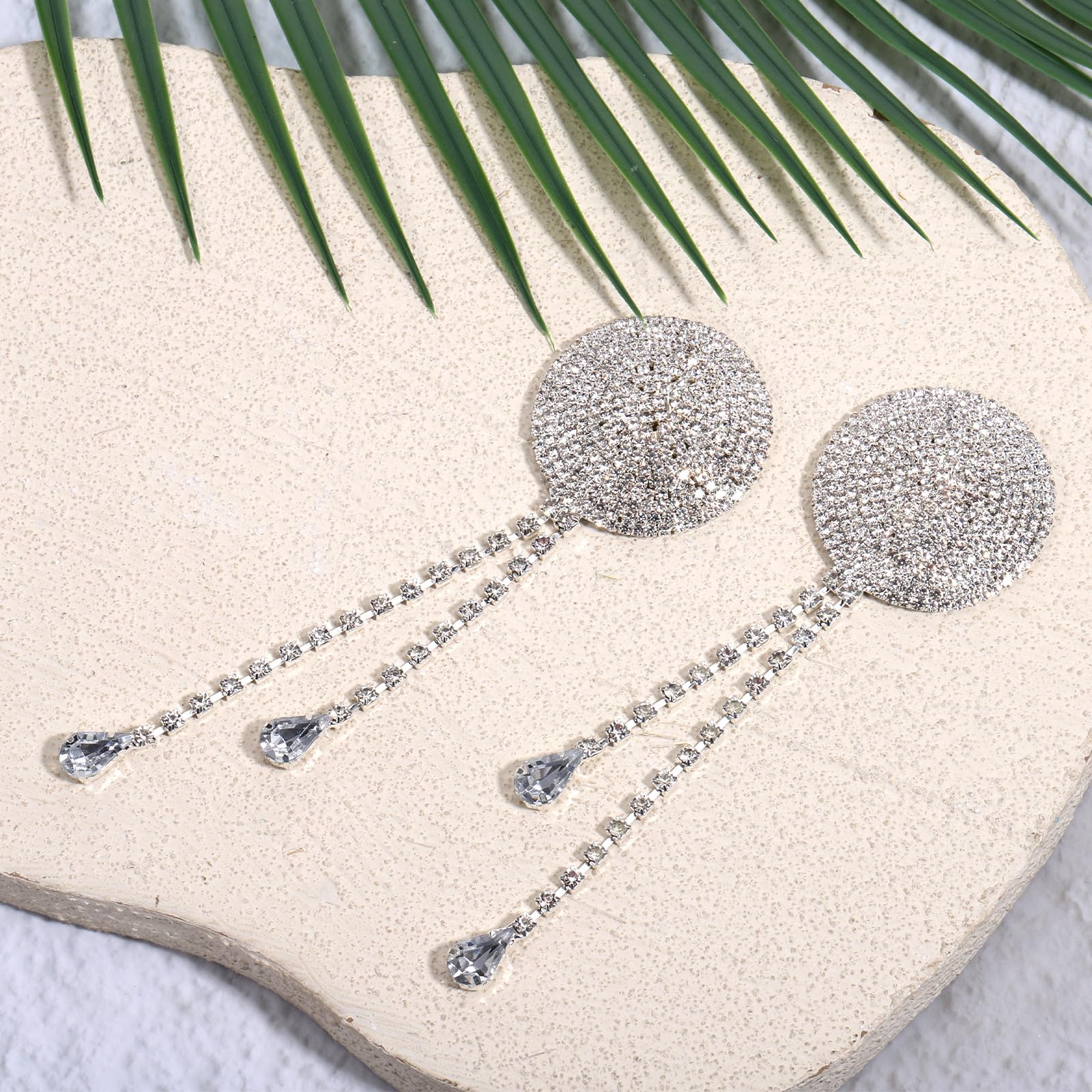 2 Pcs Rhinestone Tassel Nipple Pasties Rhinestone Nipple Cover Sticker Boobie Tassels Rhinestones Pasties Nipples Cover Crystal Chest Nipples Stickers Silver Pasties Bra for Women Girl Couple Party - Vixen | Nova Network
