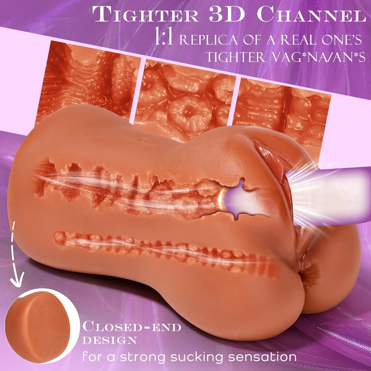 BronzeVale Brown Dual-Channel Pocket Pussy Stroker