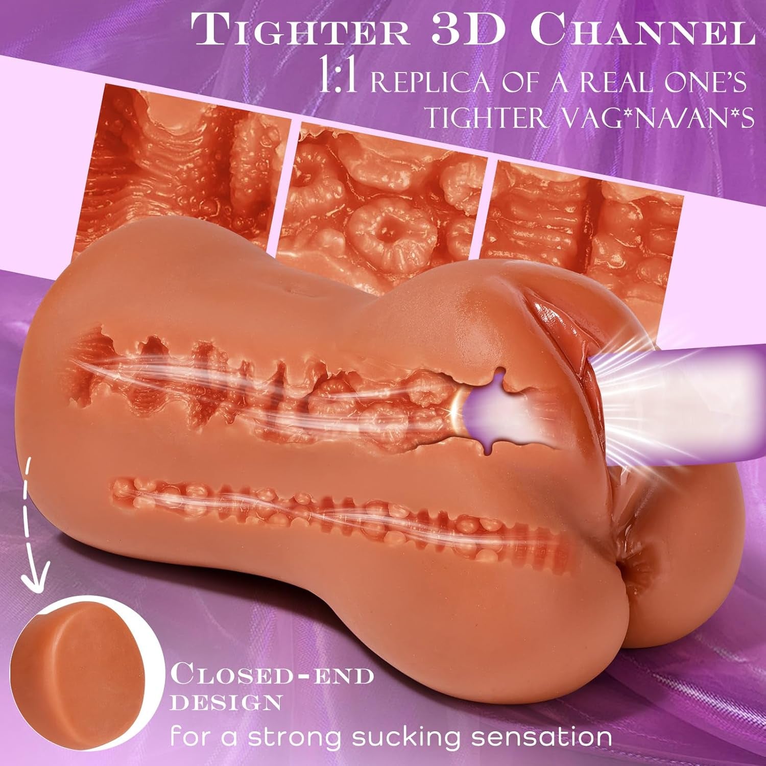 BronzeVale Brown Dual-Channel Pocket Pussy Stroker