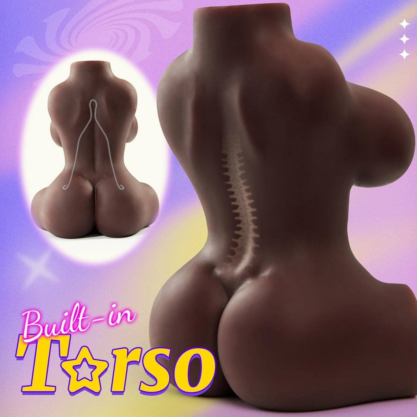 OnyxBelle Realistic Torso Masturbator 3-in-1 Ebony Sex Doll