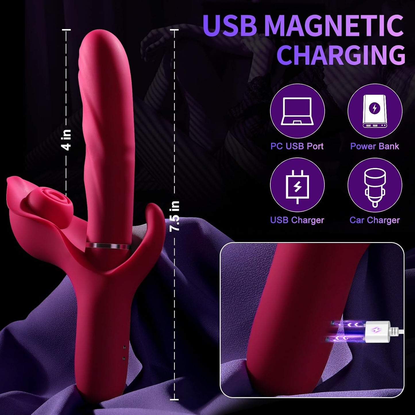 TripleRush 4-in-1 Thrusting Rabbit Vibrator – Suck, Thrust, Vibe