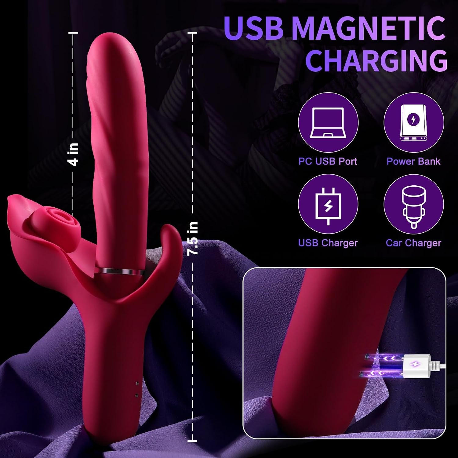 TripleRush 4-in-1 Thrusting Rabbit Vibrator – Suck, Thrust, Vibe