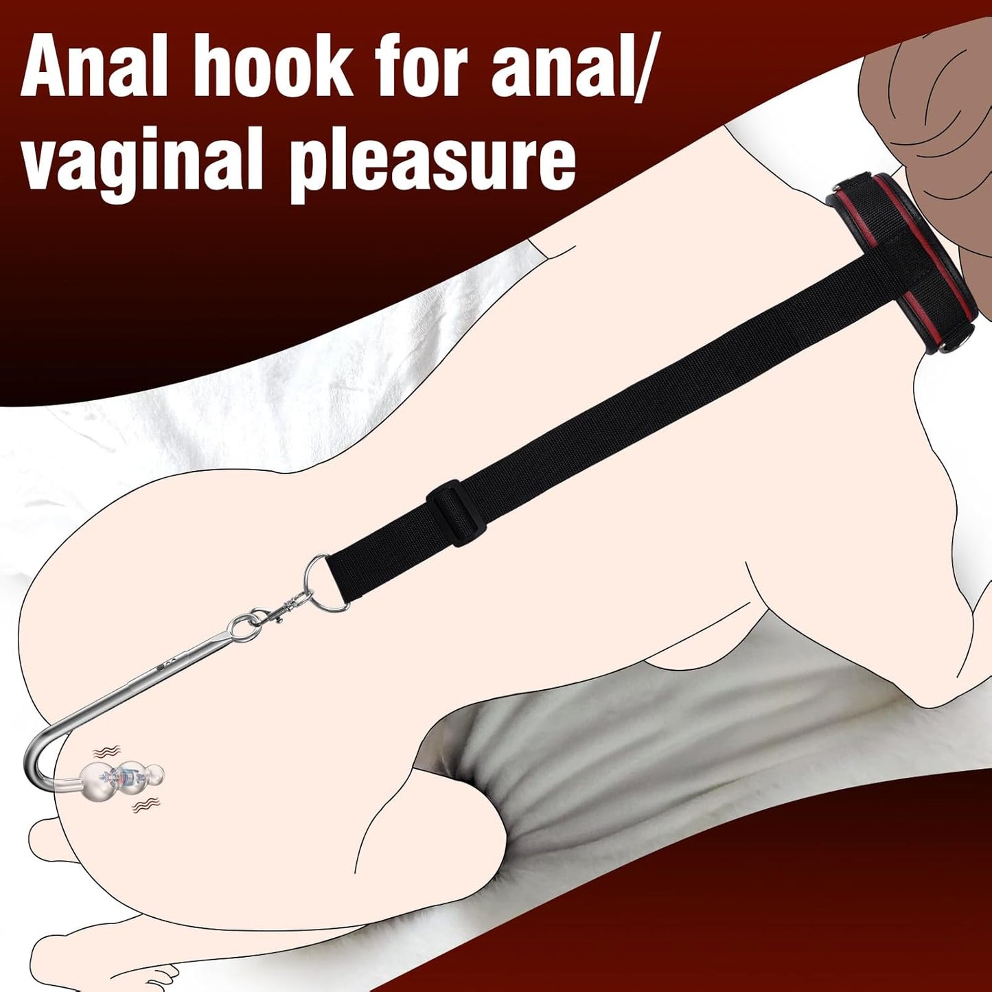 SubmissionCollar Vibrating Anal Hook & Neck-to-Wrist Bondage Restraint Set