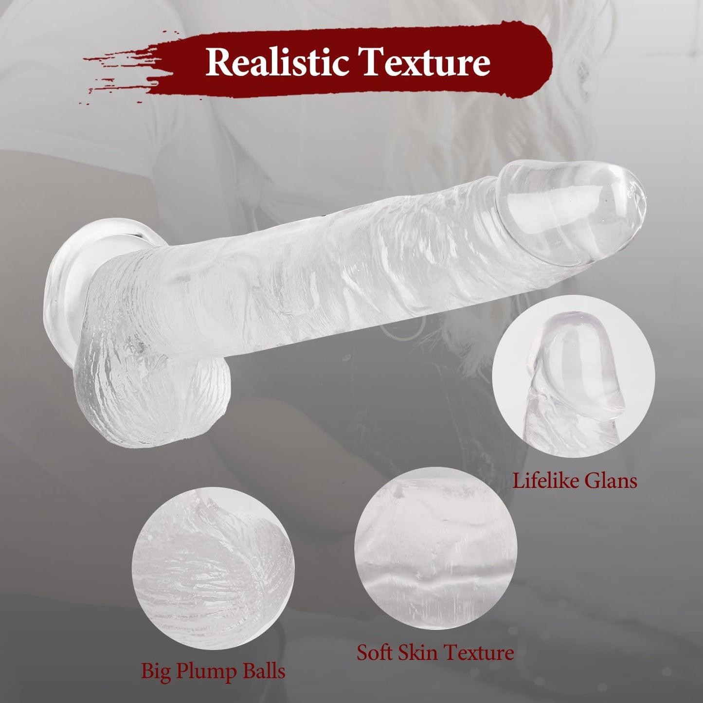 CrystalFlex 11.6" Realistic Clear Suction Base Dildo