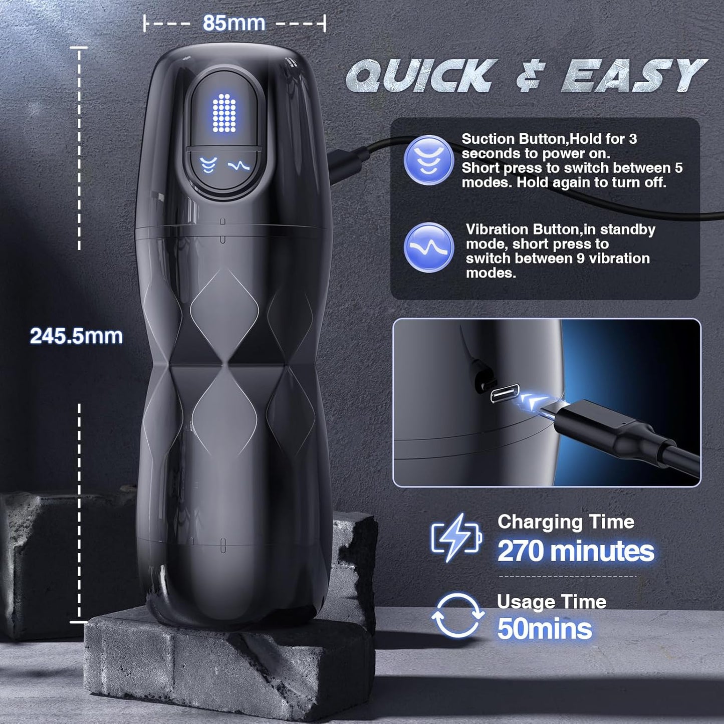 MidnightPhantom App-Control Male Masturbator | Suction & Vibration
