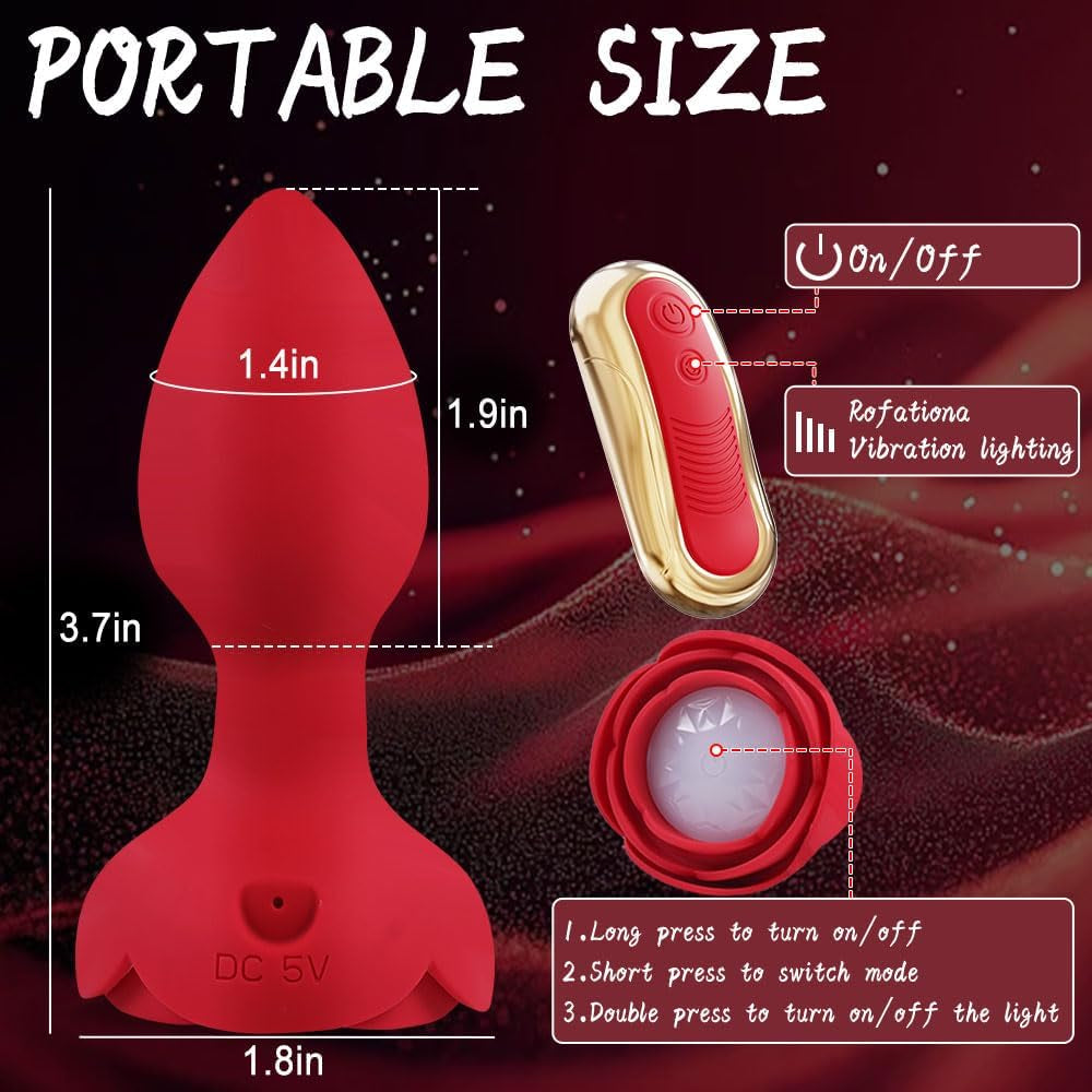 GlowBloom Rotating Rose Anal Plug