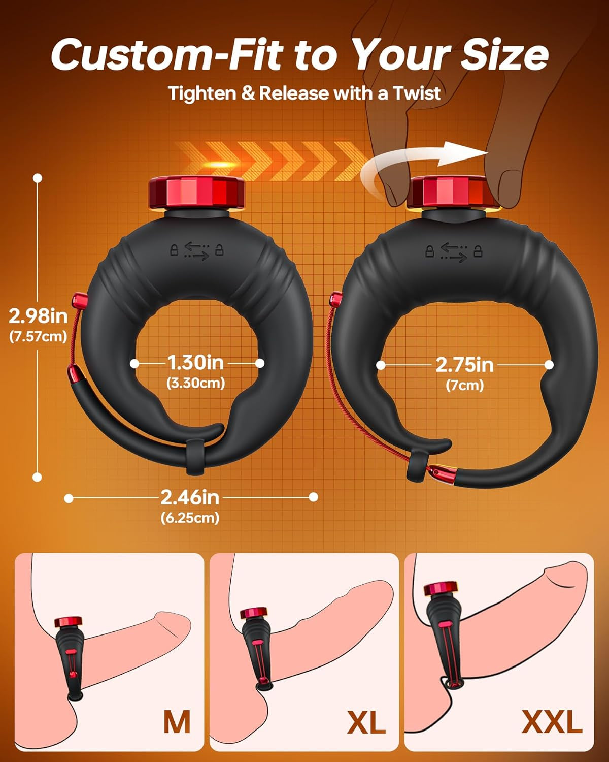 OpenBarrel Adjustable Vibrating Cock Ring – App Control, 10 Modes