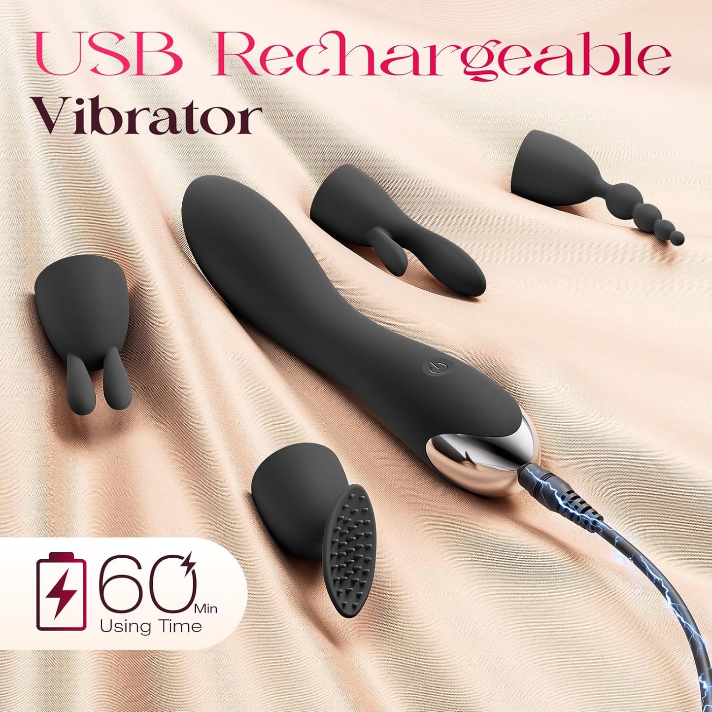 VelvetSwitch Wand Vibrator Kit with 4 Heads