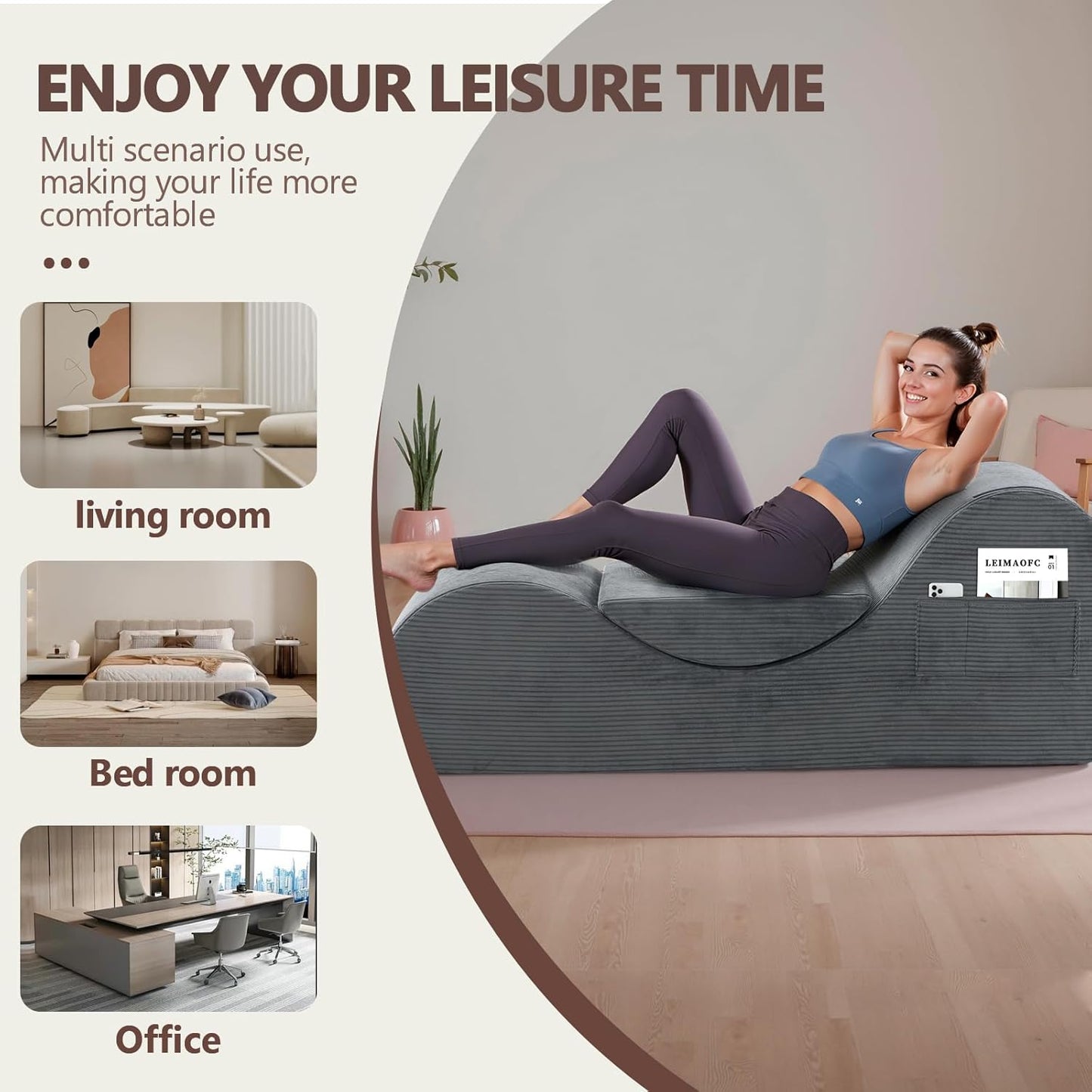 ShadowVice Dark Gray Sex Chaise Lounge Chair
