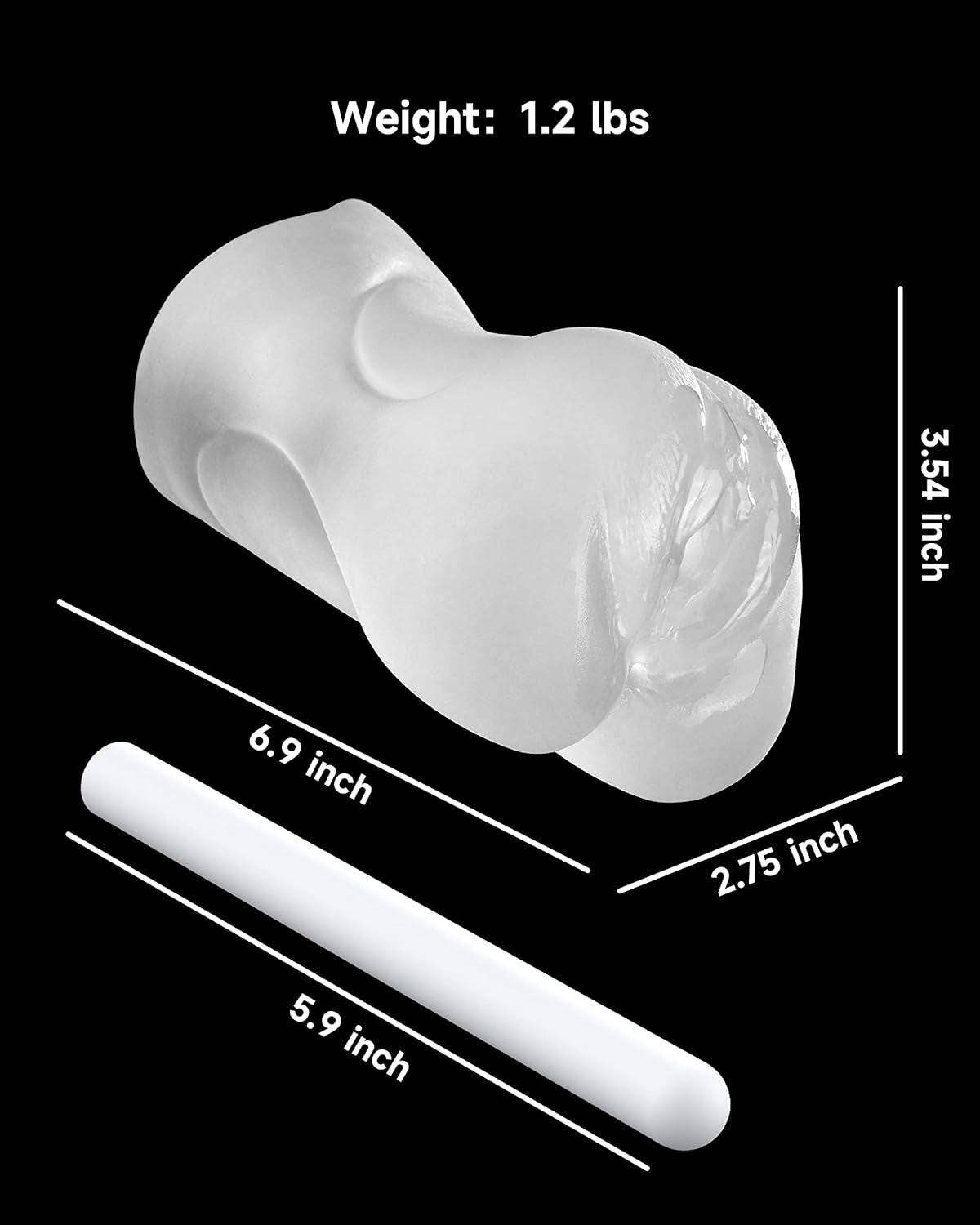 CrystalGrip Transparent 3-in-1 Pocket Pussy Male Stroker