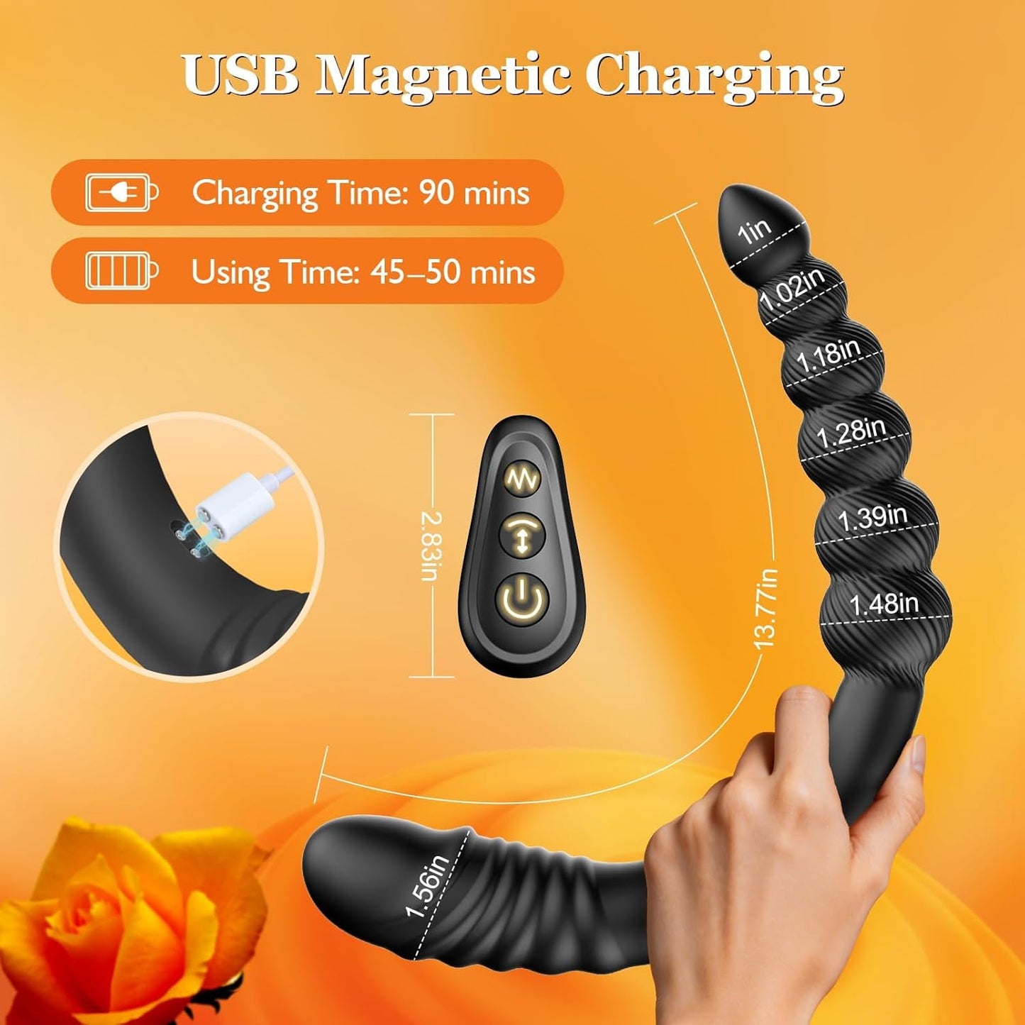 TwinCurve Dual-Ended Pleasure Beads Thrusting Dildo