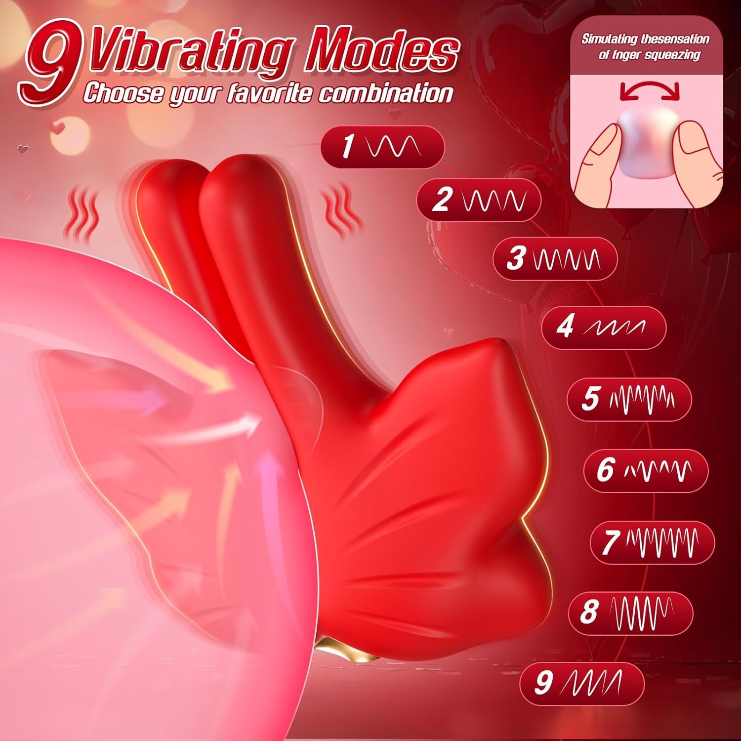 HeartTether Neck-Hanging Vibrating Nipple Clamps – 9 Modes
