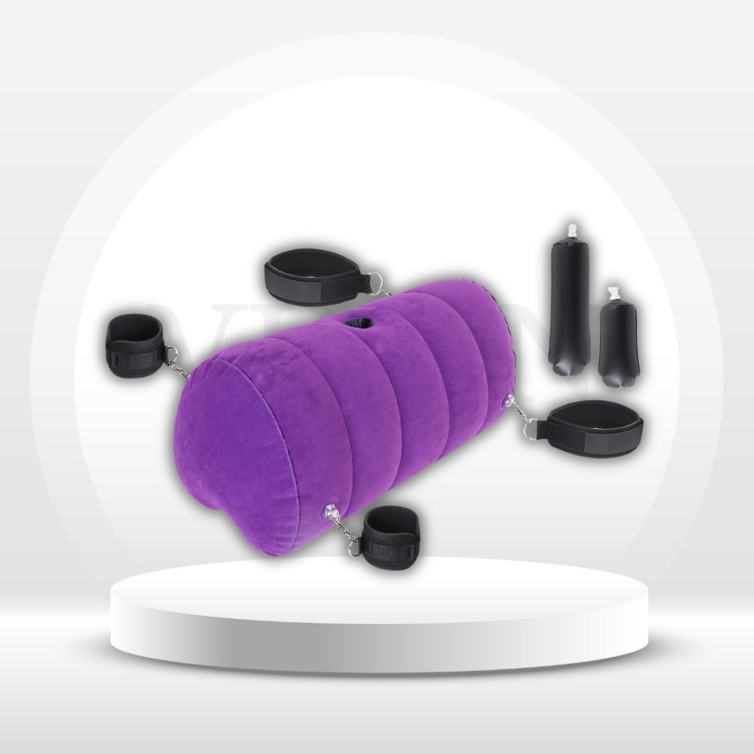HeartBound Dildo Mount Sex Pillow with Bondage Cuffs – Holds 300 lbs