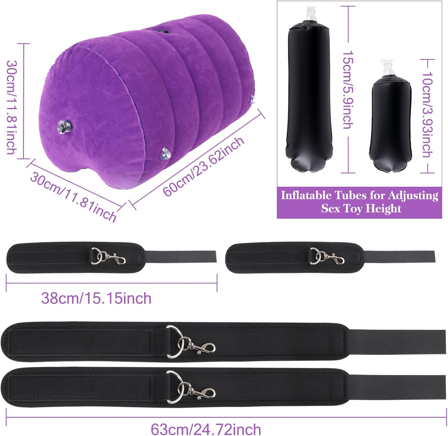 HeartBound Dildo Mount Sex Pillow with Bondage Cuffs – Holds 300 lbs
