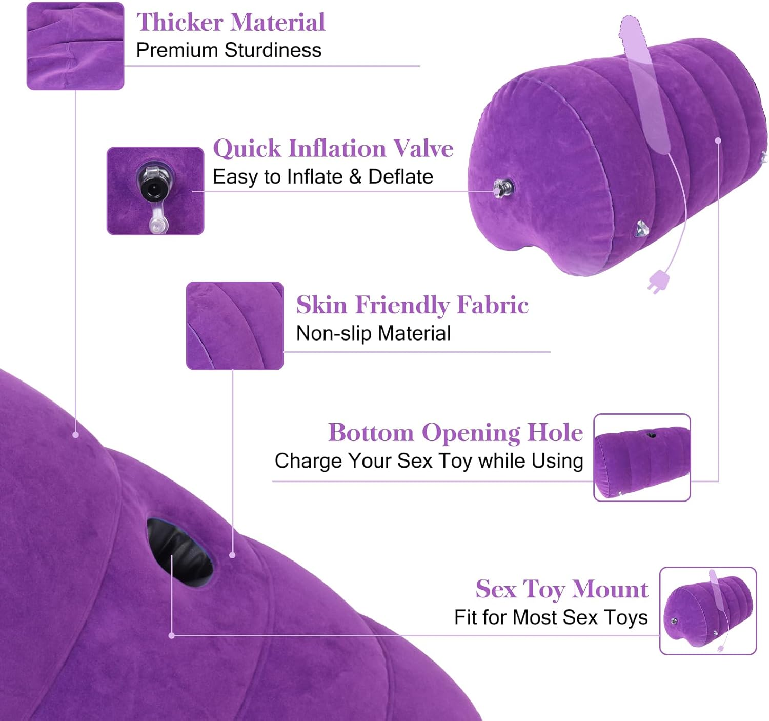 HeartBound Dildo Mount Sex Pillow with Bondage Cuffs – Holds 300 lbs