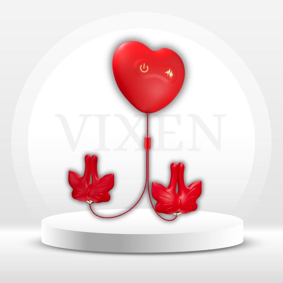 HeartTether Neck-Hanging Vibrating Nipple Clamps – 9 Modes