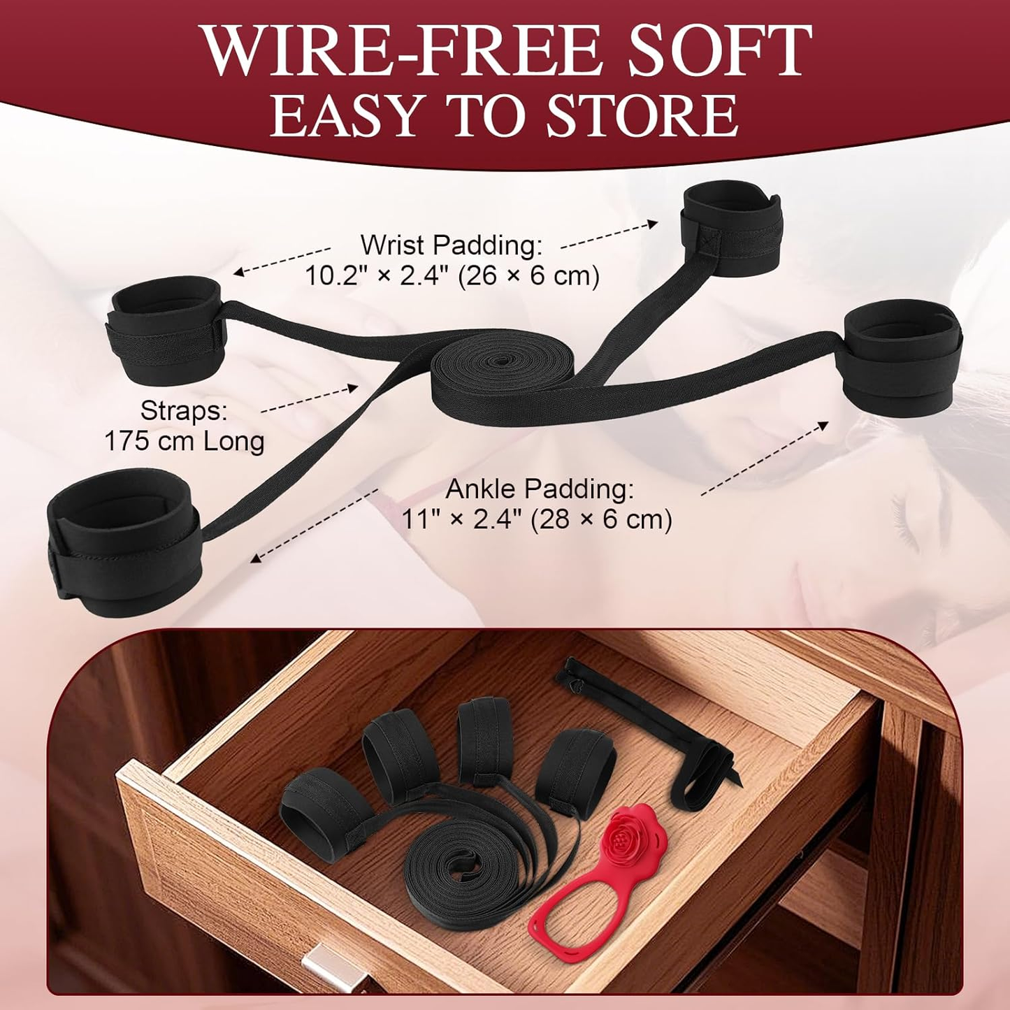 RoseSurrender App-Controlled Couples Vibrator & Bondage Restraint Set