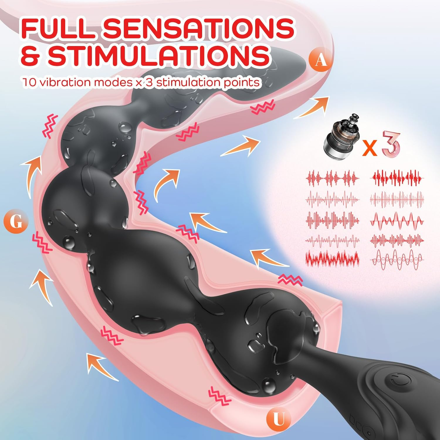 SerpentineBead 14.4" Vibrating Anal Beads – 3 Motors, 10 Modes