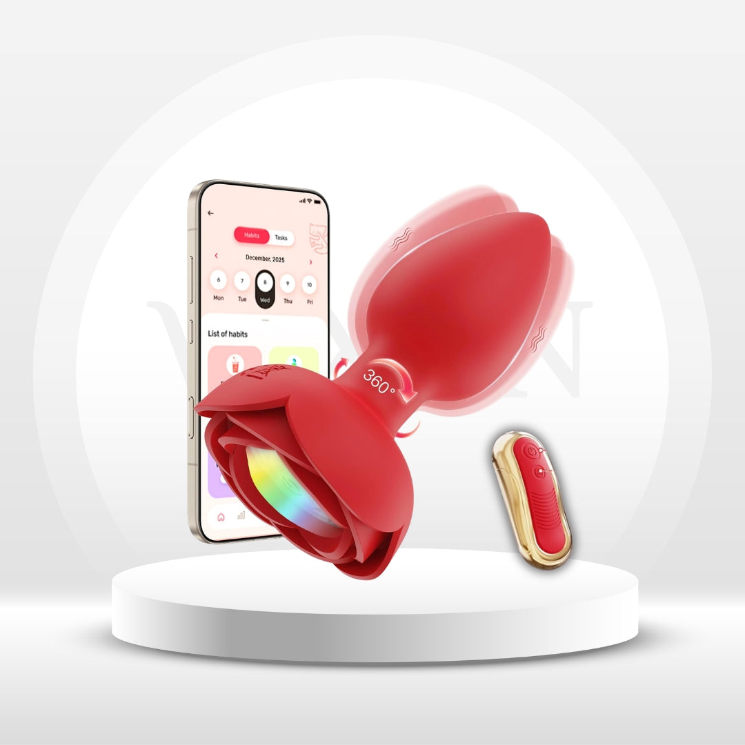 GlowBloom Rotating Rose Anal Plug