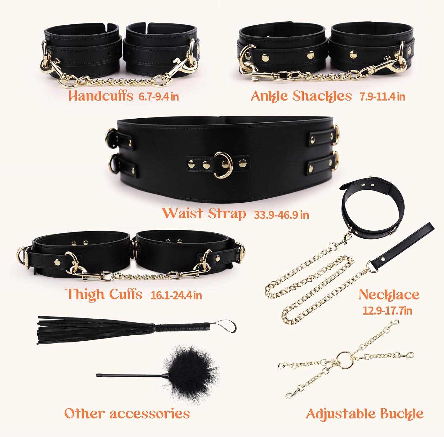 WildFantasy 8-Pc Adjustable BDSM Restraint Kit