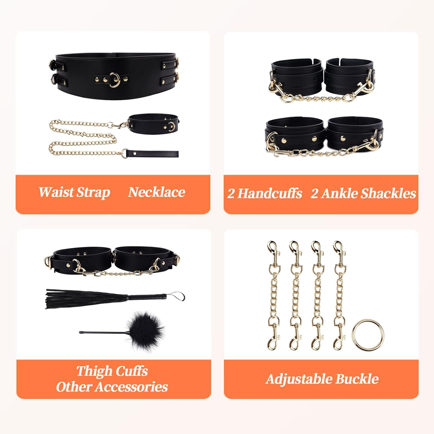 WildFantasy 8-Pc Adjustable BDSM Restraint Kit