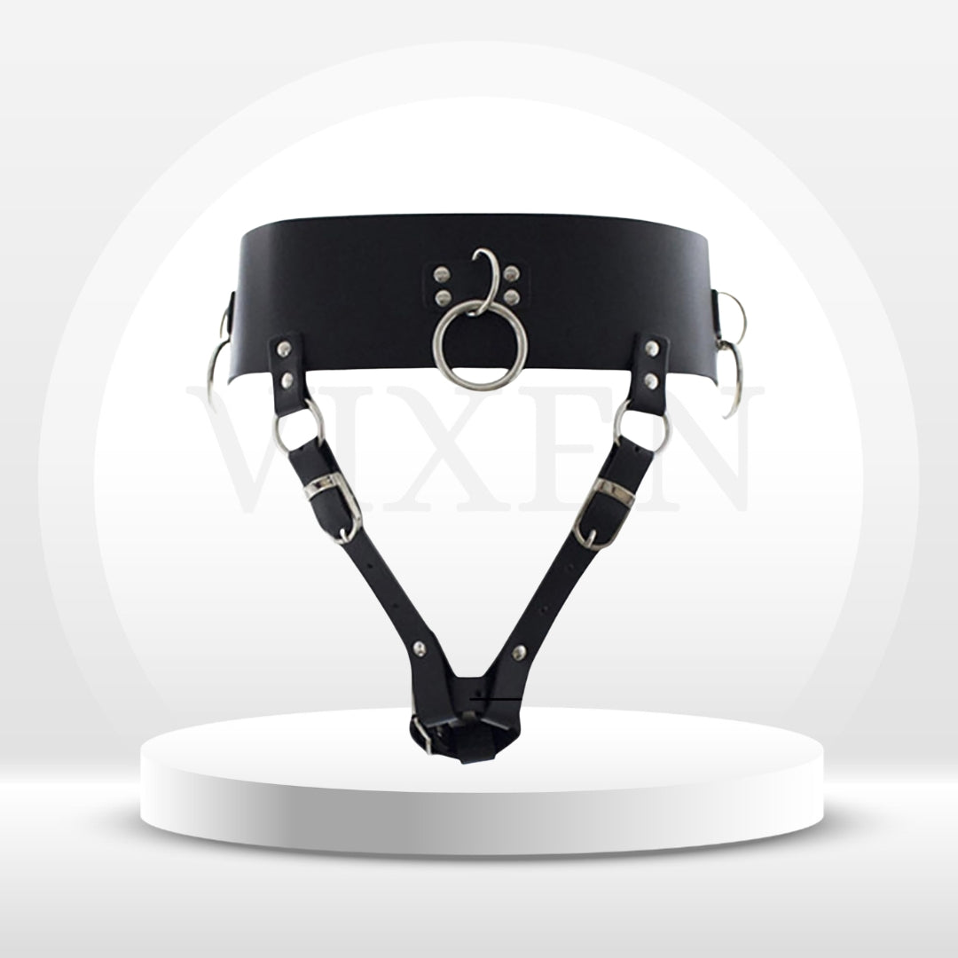LockHold PU Leather Wand & Vibrator Harness Belt