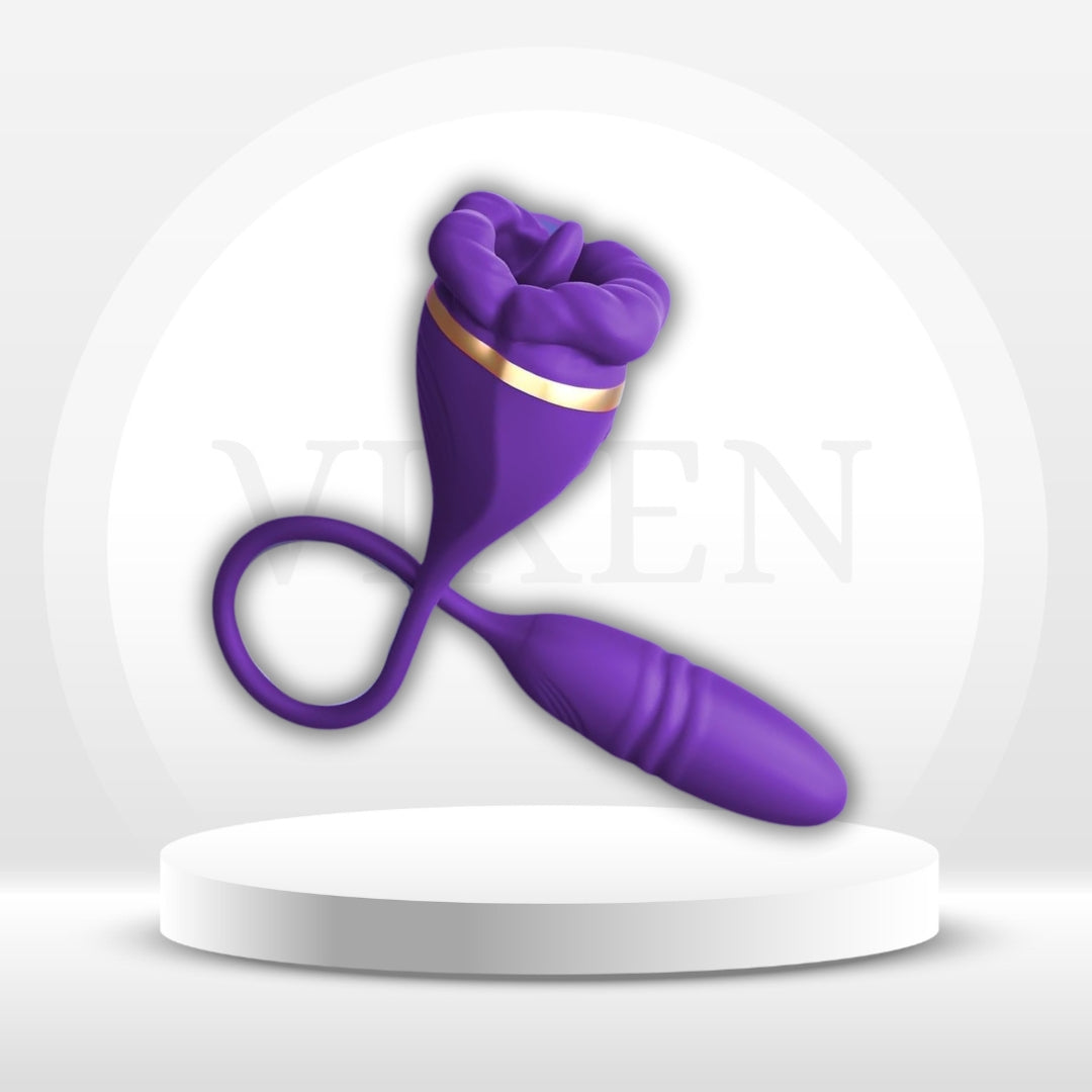 TripleBloom 3-in-1 Rose Vibrator – Suck, Lick & Thrust, Waterproof