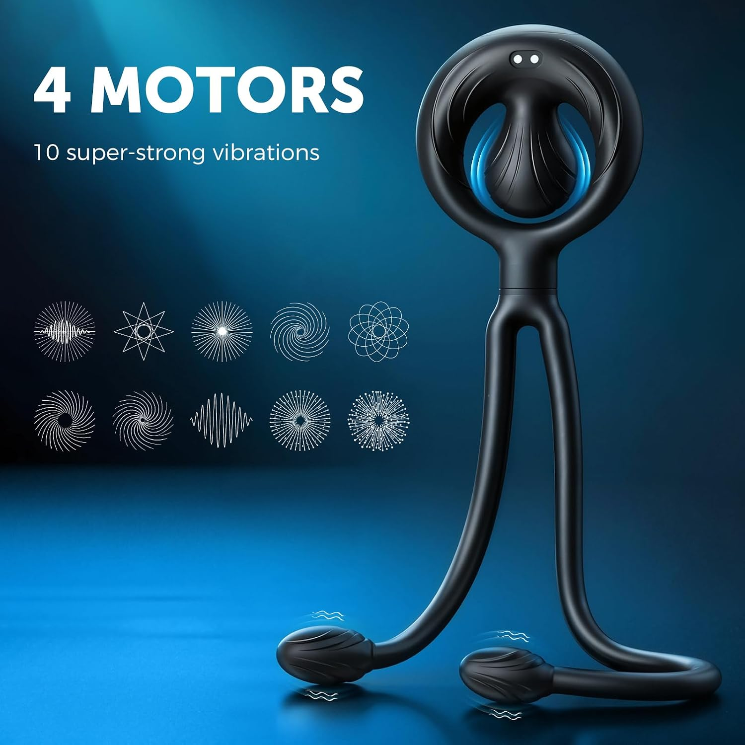 QuadZone Vibrating Cock Ring & Anal Plug – Dual Bullet, 10 Modes