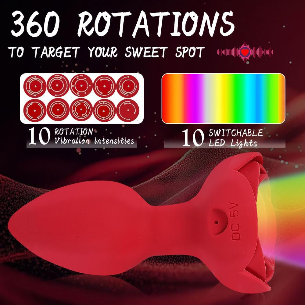 GlowBloom Rotating Rose Anal Plug
