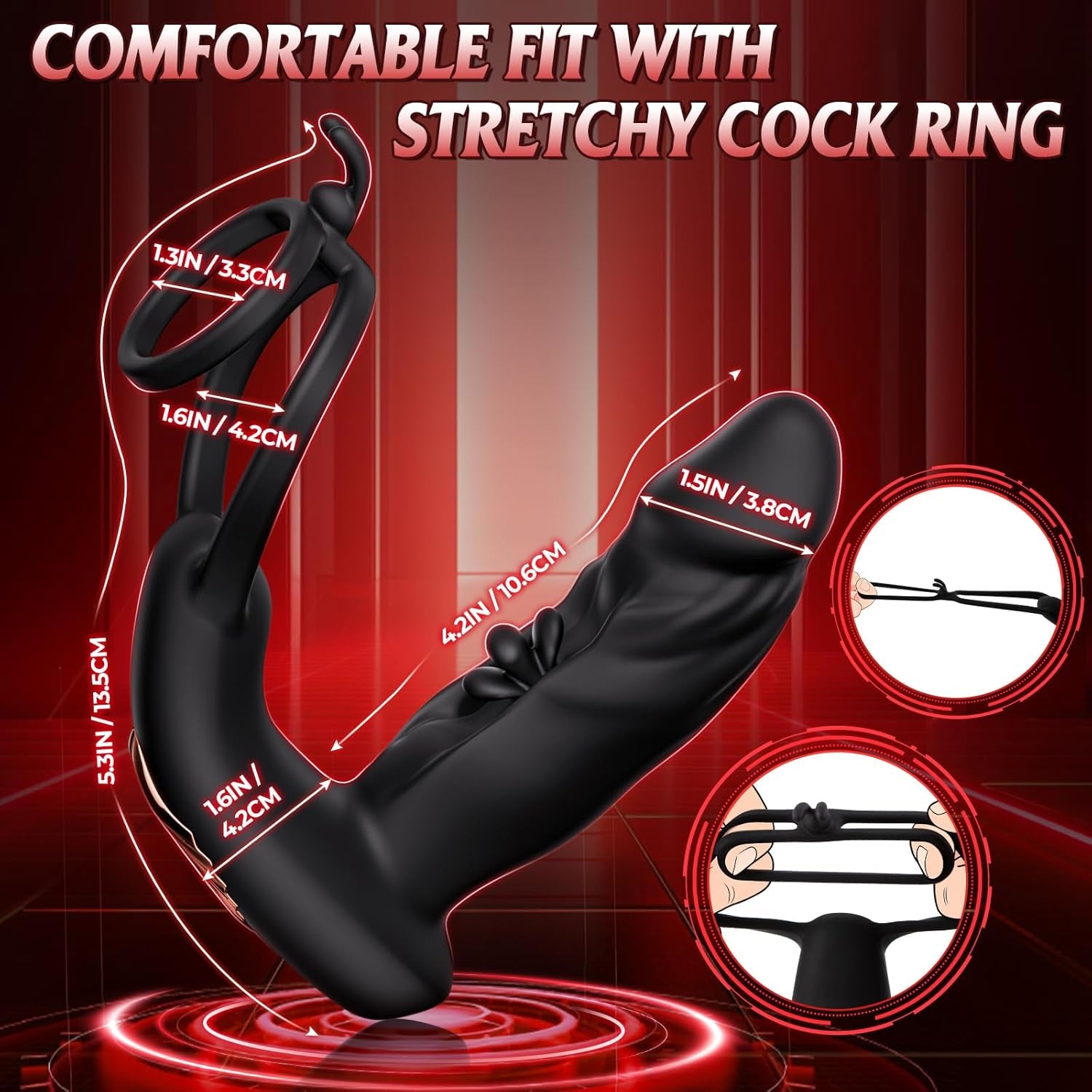 PhantomTouch Prostate Massager Cock Ring | 10 Flap + 10 Vibe