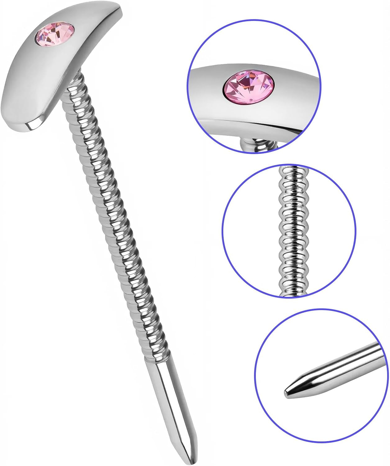 GemRod Stainless Steel Urethral Sound Pink Gem Plug
