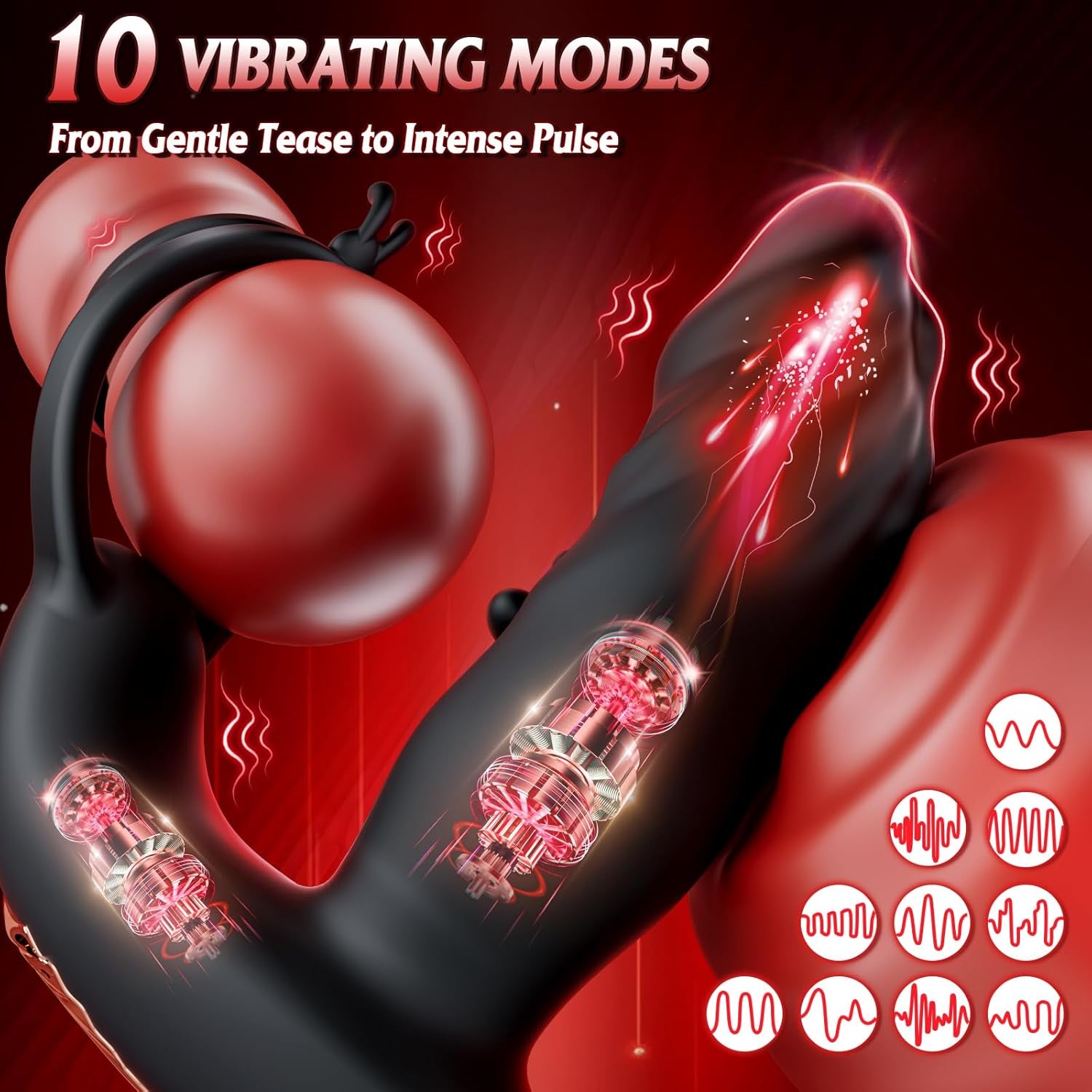 PhantomTouch Prostate Massager Cock Ring | 10 Flap + 10 Vibe